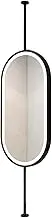 Hanging Mirror with LED Light,Ceiling Mount Mirrors for Bathrooms Suspend,Oval Metal Pole Ceiling Mirror,for Home Hotel(Black,50x100cm)