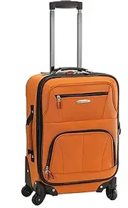 [Rockland] Pasadena Softside Spinner Wheel Luggage, Orange, Carry-On 19-Inch, Pasadena Softside Spinner Wheel Luggage