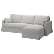 HYLTARP 3-seat sofa w chaise longue, right, Tallmyra white/black