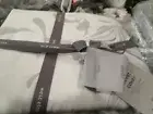 West Elm Tencel Feathered Marble duvet King 2 King Shams Frost Gray New