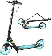 TENBOOM Scooters for Adults Kids Teenagers City Scooter for Kids Ages 8-12, Large Wheels Folding Adjustable Scooter, Free Carry Strap and Bell