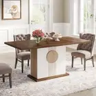 Rectangular Dining Table for 4 to 6 People,Farmhouse Wood Dinner Table