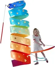Rhythmic gymnastics band, gymnastics band, band dancer stick, 6.56 feet long - goodie bags stuffers, heart pattern baton stick twirling for dance performances