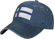 [MDATT] Finnish Flag Baseball Cap Adjustable Twill Bulk with Ponytail Hole Washed Dad Hat for Men Women