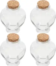 Cabilock 4Pcs Mini Glass Bottle Heart Shaped Glass Wish Bottles with Cork Lid...