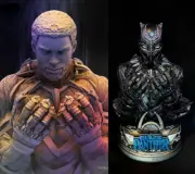 Black Panther Bust With Two Heads 3D Unpainted Figure Model GK Blank Kit Stock