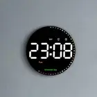 LED Wall Clock Round Wall Clock Indoor Temperature Calendar Date Alarm Clock for