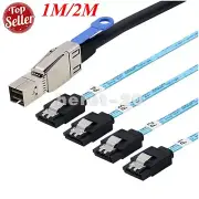 MINI SAS HD SFF-8644 to 4 Ports SATA 7P Straight Server Hard Drive Cable 1M/2M