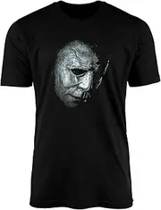 [SMARTYPANTS] Halloween Mystery Slasher T-Shirt Top Tee - Black Horror Thriller Murderer Michael Myers Mask Scary Goth Cult Classic Film Movie Cinema Vintage Design Gift