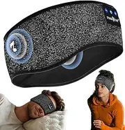 MUSICOZY Sleep Headphones Bluetooth Sports Headband, Wireless Music Headband Headphones, IPX6 Waterproof Headphones with Mic for Sleeping Workout Running Side Sleepers Travel Yoga Grey