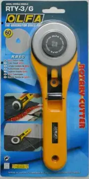Olfa Rotary Cutter, 60mm Stainless Steel Blade, Model RTY-3/G