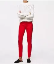 NWT Ann Taylor Loft Skinny Julie Dress Pants 14 Red Slim Stretch Trousers Work