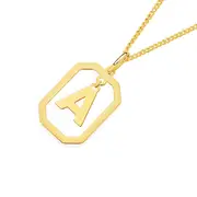 9ct Gold Octagon Floating Initial 'a' Pendant