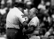 Manager Stump Merrill New York Yankees argues with an umpire 1990s Old Photo