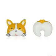 Silver plating Corgi Butt Funny Stud Earrings for Girl Asymmetry Ear Stud for Kids
