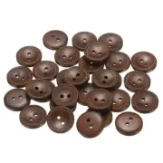 30pcs Wooden Sewing Button 18mm 2 Holes Round Craft Clothing Button Medium Brown