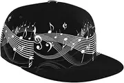 [MANQINF] Funny Music Notes Baseball Cap for Men Women Unisex Adjustable Trucker Hats Snapback Sun Hat Music Flat Bill Brim Hats