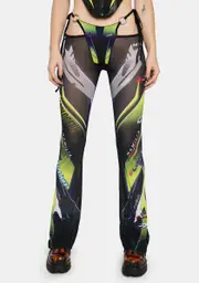 [Namilia] Yellow Racing Mesh Thong Pants