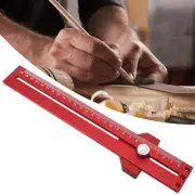 T‑Type Scribing Ruler Red Aluminium Alloy With Accurate Scale Woodworking Ma NY9
