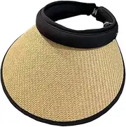 [Generic] Daseeme Women's Sun Visor Hat Summer Packable Straw Hat for Travel Large Wide Brim Beach Cap Ponytail Sun Hat