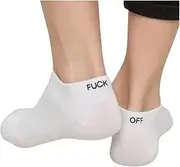 [pants & sox] F*k Off White Funky Ankle Socks