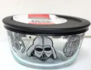 NWT Star Wars Pyrex Glass 4 Cup Storage Container Darth Vader, Death Star w lid