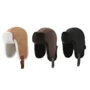 Women Men Fluffy Aviator Trapper Hat Australian UGG Premium Sheepskin Wool Cap