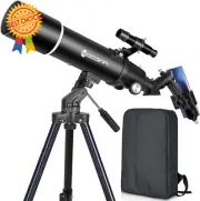 Telescope for Adults, 80mm Aperture, 600mm Refractor with Backpack, Black