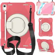 MCC Kids Shockproof Strap iPad (A16) 11" 2025 Apple 11th Gen Case Cover Ring inch [Watermelon Pink]