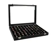 100 Slots Ring Holder Ring Display Case Black Jewelry 100 Slot Ring Tray