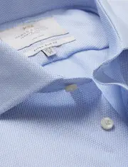 Hawes & Curtis Non-Iron Blue & White Textured Weave Extra Slim Fit Shirt | Windsor Collar Size: 17" collar, 37" sleeve