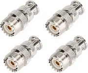4pcs BNC Male to UHF Female RF Coaxial Cable Adapter Connector Converter, Professional Quality Brass Material, High Waft Transmission for Cordless LAN and Wi Fi Radio External an