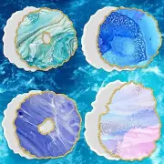 4 Pcs Resin Coaster Molds, Coaster Silicone Molds, Hollow Irregular Geod DIY