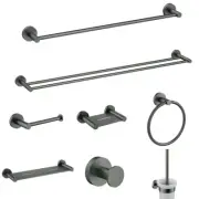 ACL Gun Metal Bathroom Accessory Set Towel Rail Shelf Paper Holder Robe Hook