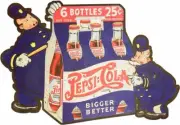 PEPSI COLA SIX PACK KEYSTONE COPS HEAVY DUTY USA MADE METAL ADVERTISING SIGN