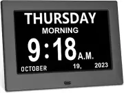 Digital Day and Date Clock for Seniors - Large Display with Alarms and Dimming