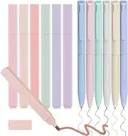 MAIHUO 6Pcs Bible Highlighters and 6Pcs No Bleed Gel Pens,Pastel Highlighters,Aesthetic Highlighter,For Planner Journal,Annotating Beige Gel Pens for Books