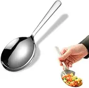 LANGMINGDE Large Buffet Serving Spoon, 7.9" Stainless Steel Serving Utensil, Heat-Resistant Handle & Mirror Polish, Extra-Wide 3" Head for Catering, Restaurants, Home Dining (1Pack)