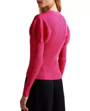 Ted Baker Ivery Ribbed Puff Sleeve Sweater sz.2 Medium NWT $150