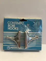 2" Bathroom His & Her Chrome Robe Hooks MCM Contempo Perma Bilt Calif. USA NOS!