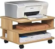 Printer Stand Printer Holder Printer Shelf Portable Wooden Printer Stand with Locking 4 Wheels Easy Assembly 3-Tier Printer Shelf for Home Office Printer Rack Printer Shelves