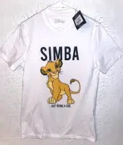 Lion King SIMBA Just Being a Cub White T-shirt Short Sleeve Men's S KOAJ