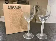 Mikasa Ballet GOBLET Glasses Frosted Stem Set of 4 NEW in BOX 4020501