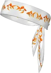 [YANYU] Cute Goldfish Print Sports Head Tie Sweat Wicking Head Tie Quick Dry Adjustable for Men and Women