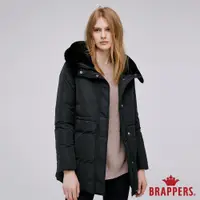 在飛比找蝦皮商城優惠-BRAPPERS 女款 毛領收腰中長版羽絨外套-黑