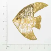5 1/4" x 4 1/2" Tropical Fish Sequin Patches/Appliques, Gold