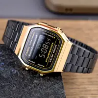 在飛比找PChome24h購物優惠-【CASIO 卡西歐】復古電子系列錶款-金x黑(A168WE