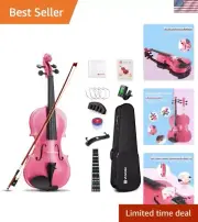 Shiny Pink 1/2 Acoustic Violin for Beginners - Complete with Case & Accessories