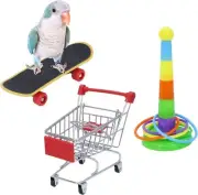 Bird Toys Mini Shopping Cart Skateboard Ring Toy for Playing and Training