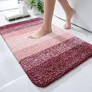 OLANLY Luxury Bathroom Rug Mat 24x16, Extra Soft and Absorbent Microfiber Bath Rugs, Non-Slip Plush Shaggy Bath Carpet, Machine Wash Dry, Bath Mats for Bathroom Floor, Tub and Shower, Red